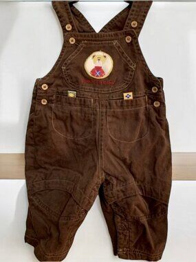 French B is for Bear OVERALLS Size 6 Months Brown Cotton